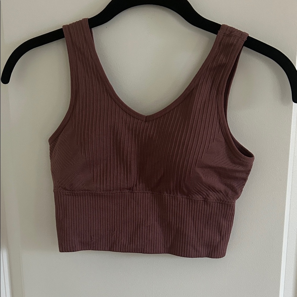 Stylish Ribbed Crop Tank Top Bra